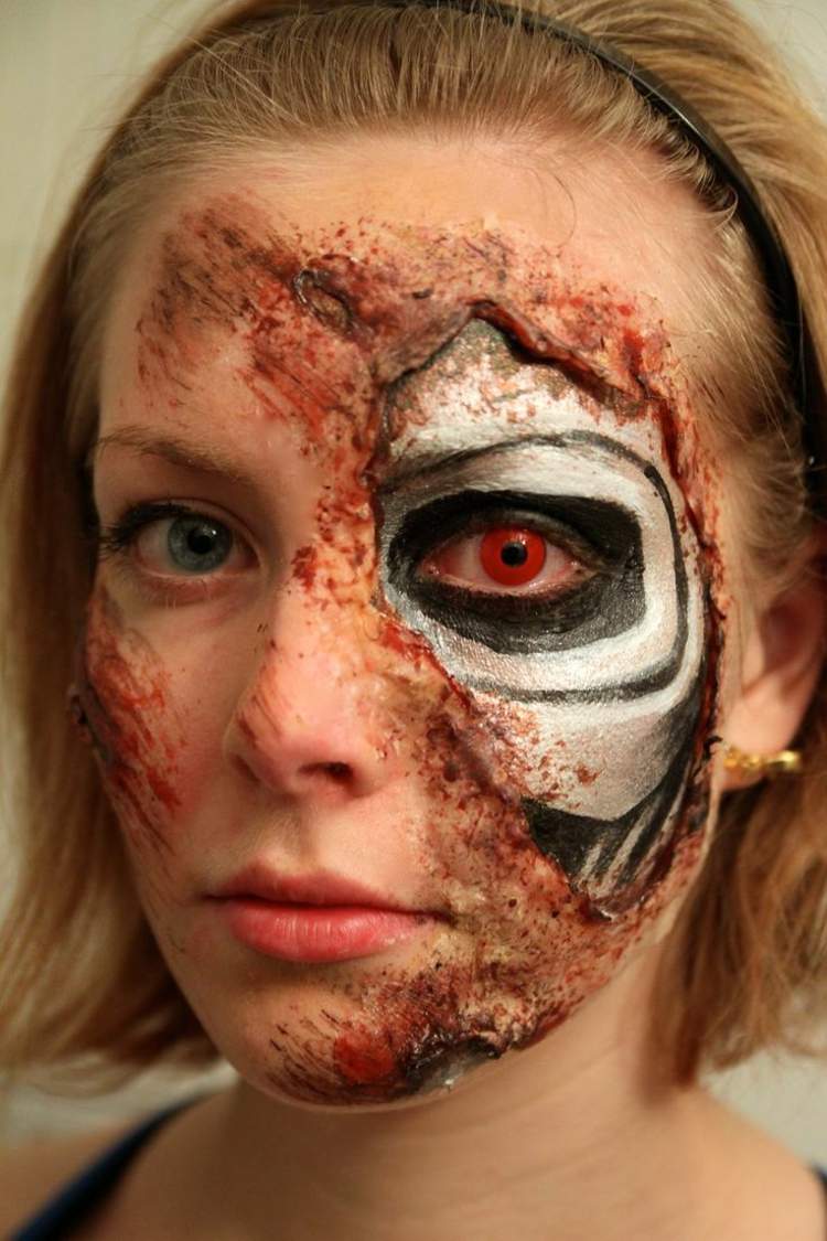Rany na Halloween pôsobia mimoriadne reálne halloween-make-up-rany-želatína-nápad-skutočné-modelovanie
