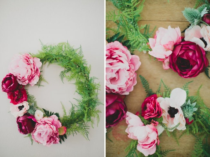 Na DIY veniec na svadbu sa používajú umelé pivonky DIY veniec z hodvábnych kvetov urobí vašu vlastnú svadbu