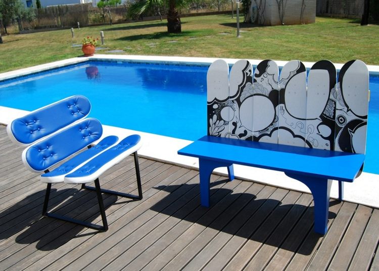 DIY nábytok-skateboard-záhradná lavica-skateboardy-nábytok