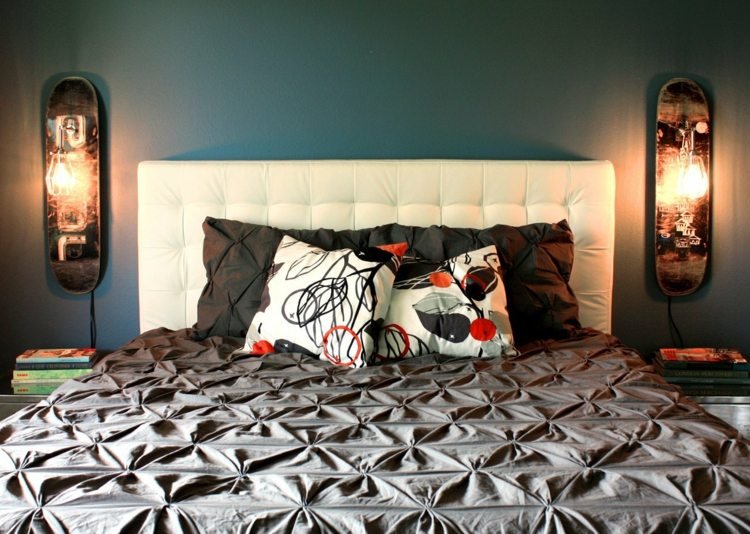 DIY nábytok skateboard nástenné osvetlenie spálne