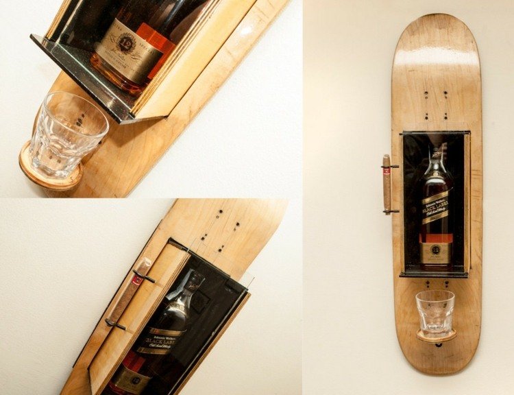DIY nábytok skateboard nápady na fľaše na víno