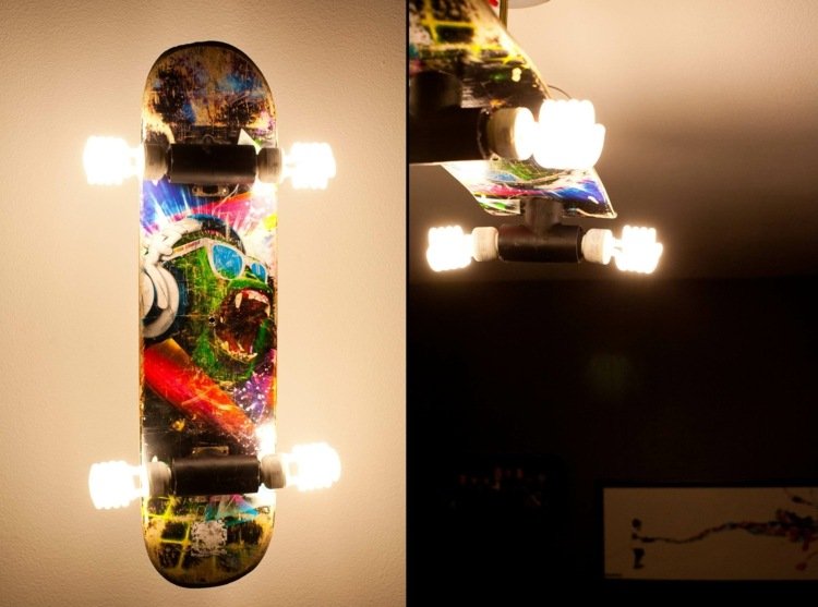 DIY nábytok skateboard lampa valček nápady