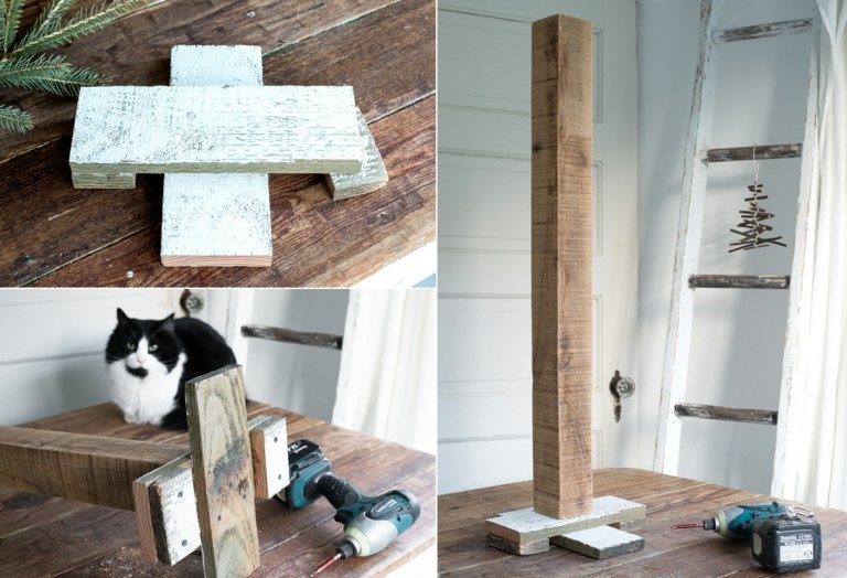 Postavte drevený stojan na vianočný stromček do záhrady