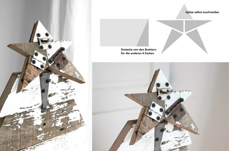 Ozdobte drevený vianočný stromček hviezdičkou s pántami