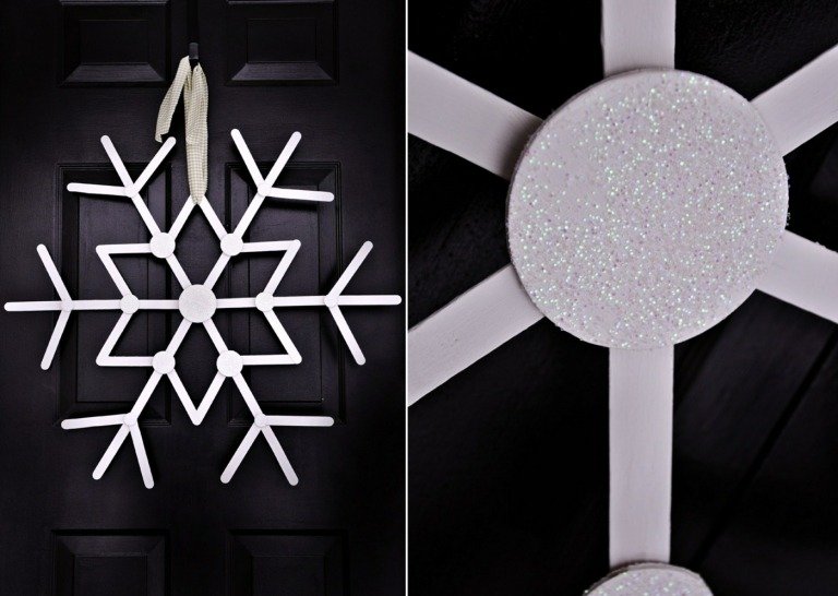 Jednoduchý drotár vločiek ako vianočná ozdoba von z dreva