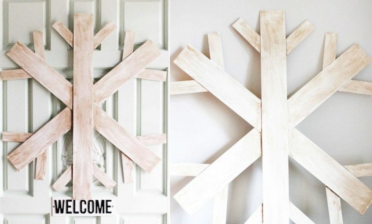 Vianočná dekorácia do záhrady z balzového dreva - stavanie snehovej vločky