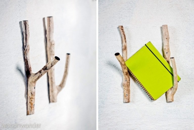 Nástenný háčik prírodného vzhľadu vyrobený z vetiev douglasky dánsky-masívny drevený nábytok-nástenné háčiky-konáre-montáž na stenu-samozrejme-