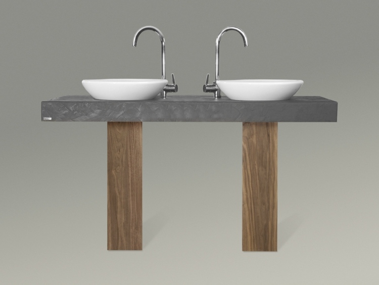 zaujímavá možnosť pre dvojité umývadlo dvojumývadlové dosky-zostavy-konzola-drevo-žulová-platňová-mixér-voľne stojace