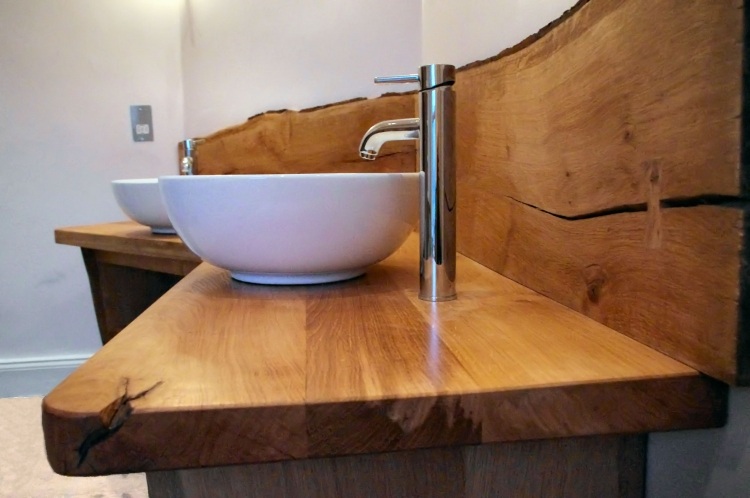 Umývadlo a konzola vyrobené z kmeňa stromu dvojité umývadlo-dosky-zostavy-umývadlo-drevo-horná-kohútik z masívneho dreva