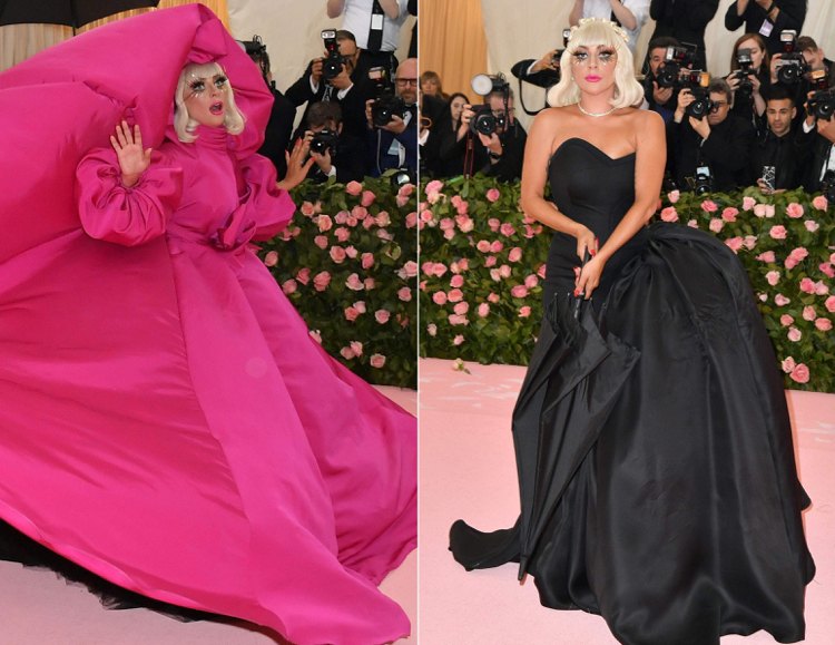 dramatická zmena oblečenia Lady Gaga na Met Gala 2019