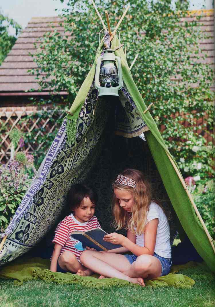 Ručné práce s deťmi-vonku-záhrada-stany-zelená