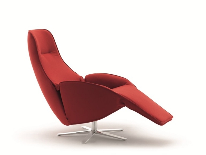 Červené čalúnené kreslo s funkčnou mechanikou ROB-COR-Sitzmöbel-Helmut-Lübke