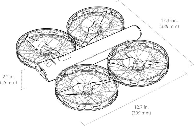Dron s kamerou - plán s rozmermi Dron s rozmermi kamery-malý-kompaktný-praktický