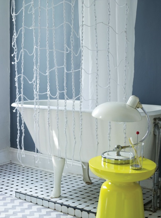 Lanové závesy reťazec originálne nápady na zdobenie kúpeľní
