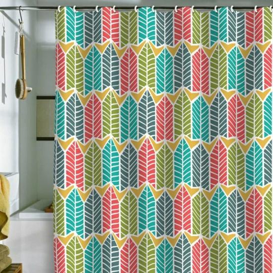 Sprchový záves do kúpeľne dizajn pestrý ružový zelený žltý