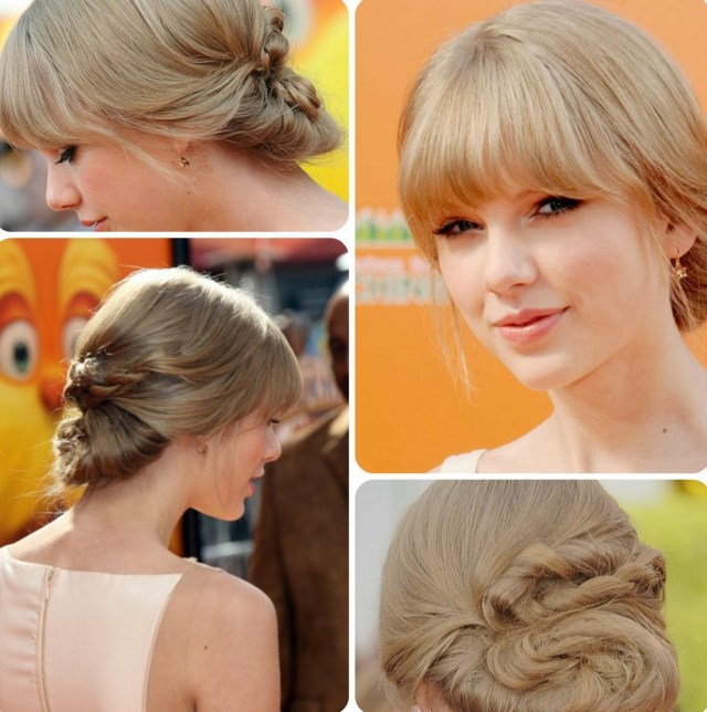 Drdol s copom a ofinou na rovné vlasy Bangs-twisted-hair-bun