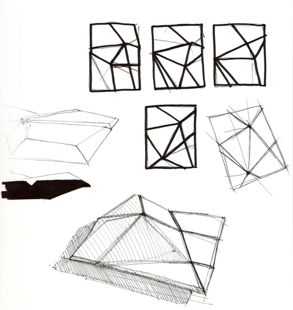 Skica návrhára pohovky Cay Náčrt návrhára pohovky Cay Rehn