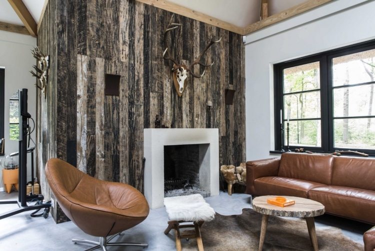 masívny, vysokokvalitný nábytok z dreva a čalúnený kožou Skutočný drevený nábytok-prírodný-tropické drevo-exotický-obývačka-objednávka obkladu na stôl-steny-drevo-gauč-koža-hnedá