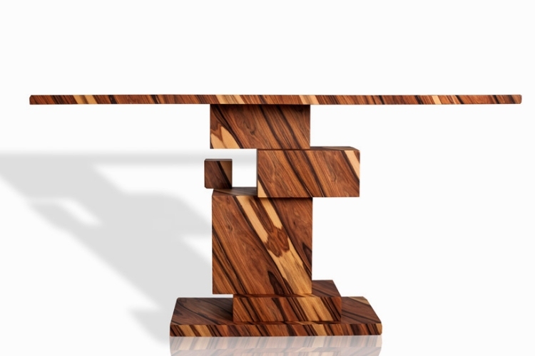 Drevený konzolový stôl s asymetrickými čiarami Konzolový stôl z pravého dreva alma konzola asymetrický