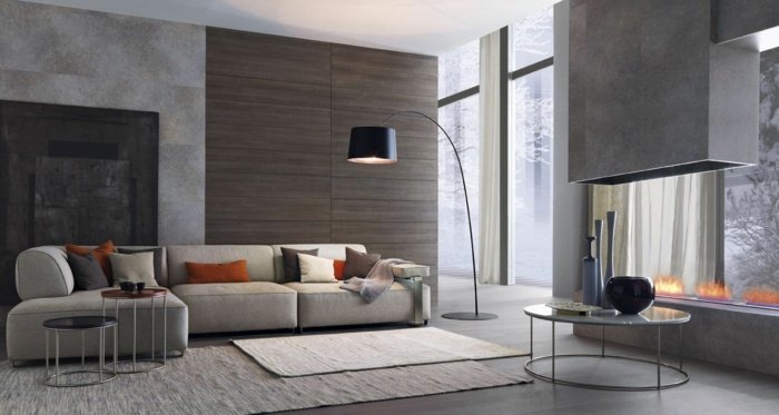 Krb-sklenená stena-rohová sedačka-vysoký strop