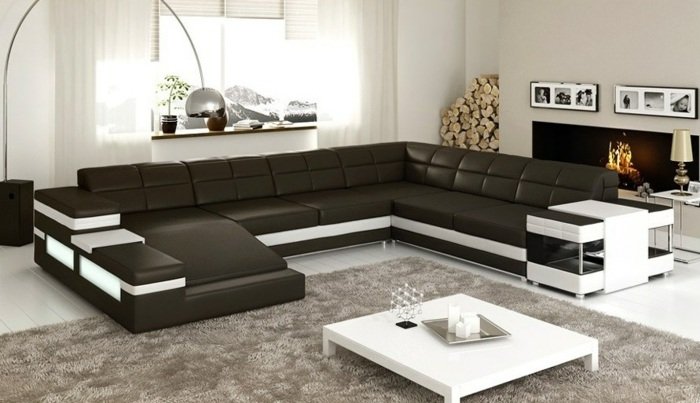 Rohová sedačka z hnedej kože