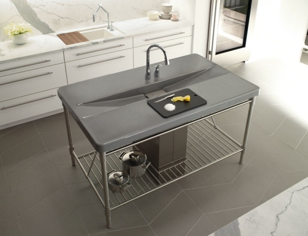 Integrovaný dizajn drezu a kuchynského ostrova