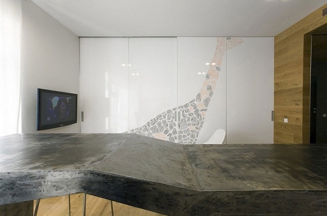 malý byt zariaďovací plech oceľová kuchynská linka žirafa deco