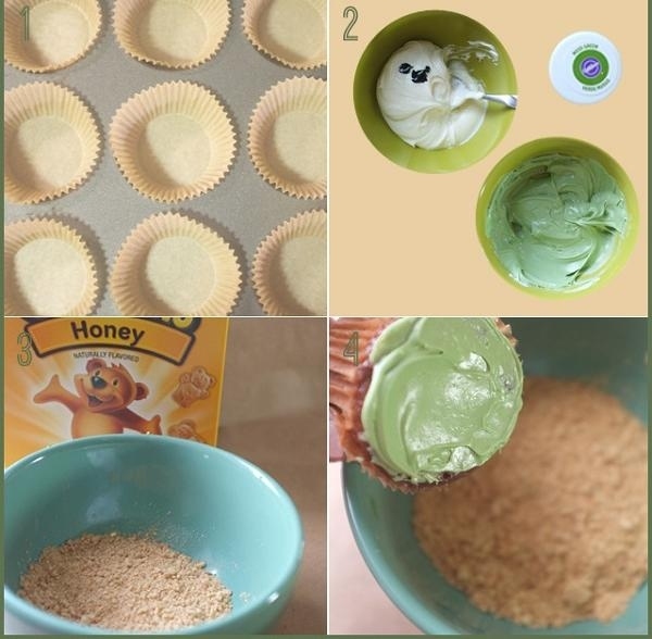 Na glazúru použite zelenú farbu na pečenie Pokyny-diy-rastlina-cupcakes-dizajn-formovanie