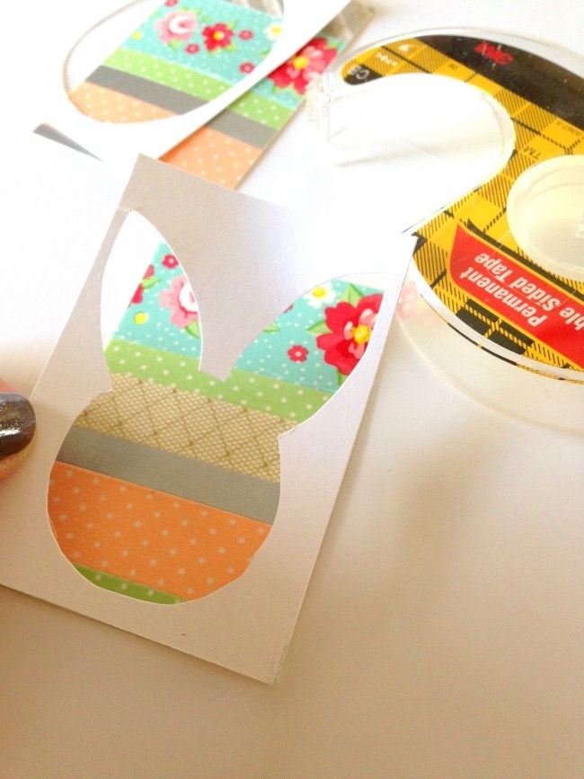 Washi-páska-veľkonočné karty-drotár-s-deťmi-veľkonočný výrez zajačika