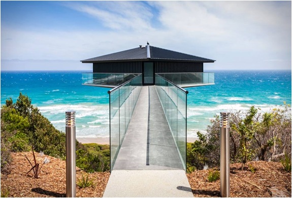 plávajúci dom austrália most sklenené zábradlie plávajúci dom v Austrálii bruecke-gals-gelaender