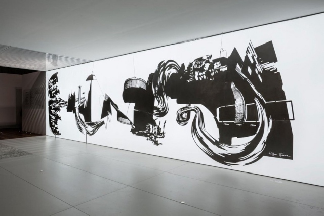 dizajnér-hotel-grécko-nástenná dekorácia-čierno-biela