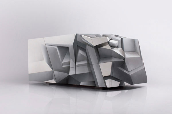 Dizajnové kresby graffiti na vnímanie príborníka Dizajnový príborník perceptor graffiti sivý