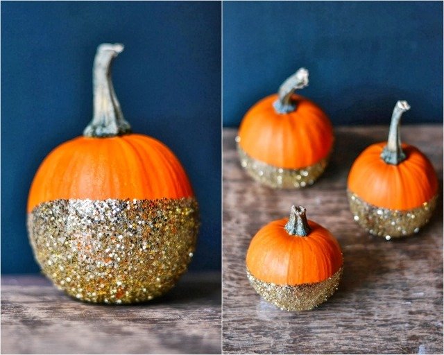 diy-glitter-kurbis-halloweendeko-napoly ponorené zlato