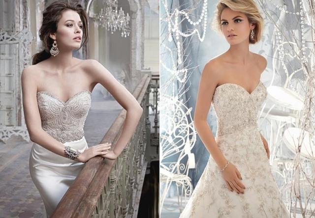 Elegantný strih so srdcovým výstrihom svadobné šaty-perla-tečúca-dekorácia-nevesta