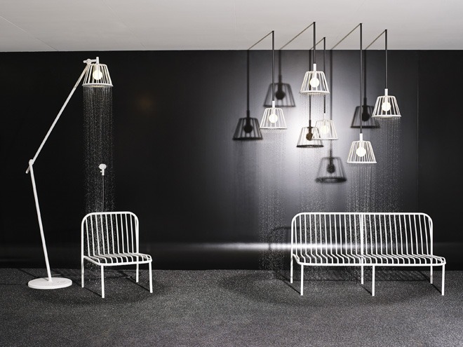 sprchová lampa nendo zmiešanej formy projekt hansgrohe hybridné sprchové svietidlo nendo hansgrohe