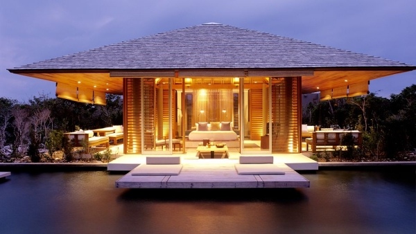 rezort Amanyara strecha široká obdĺžniková terasa sedačka rezort Amanyara strecha široká obdĺžniková terasa s pohovkou