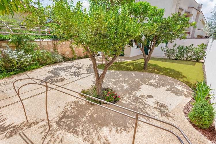 Vytvorte tvary stredomorskej záhrady-kamienkový povrch-trávnik-stromy