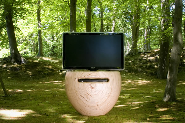 televízny stojan dizajn z dreva, brezový materiál, váza, vzhľad TV stojan Drevená brezová váza vzhľad dizajnér