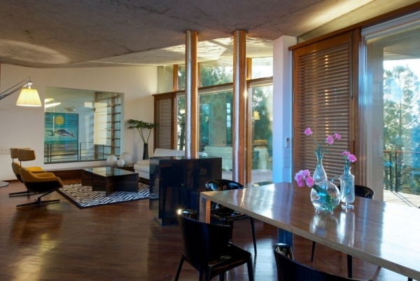 moderný prázdninový dom rajiv saini obývacia izba jedálenský kút