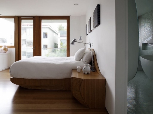 dom greg lynn drevená posteľ spálňa dom greg lynn spálňa drevená posteľ