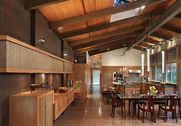 Prázdninový dom exkluzívna dekorácia interiéru-drevená stena ohromujúca vila - elegantný interiérový dizajn - drevené detaily