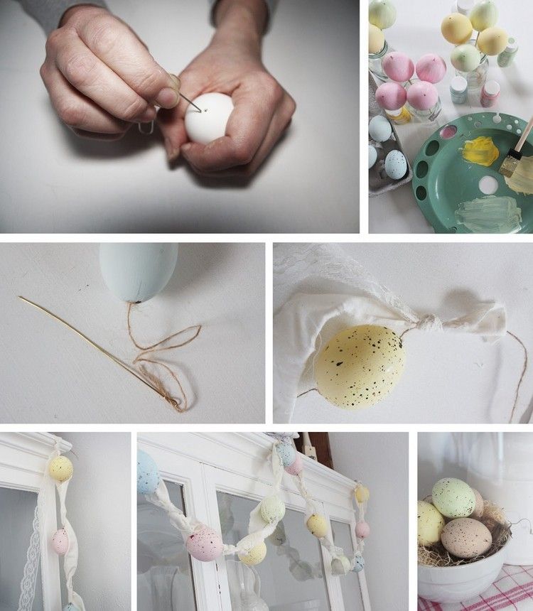 praktické nápady na ručné práce pre veľkonočné girlandy-vajíčka-pastelové farby-vintage-štýl