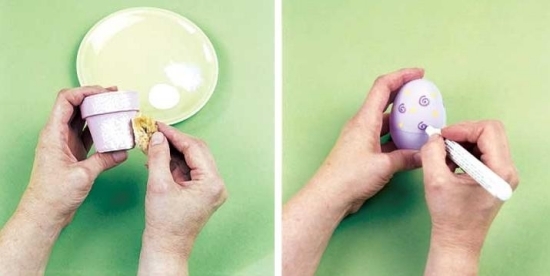 Nápady na veľkonočné vajíčka-ozdobte plsteným perom