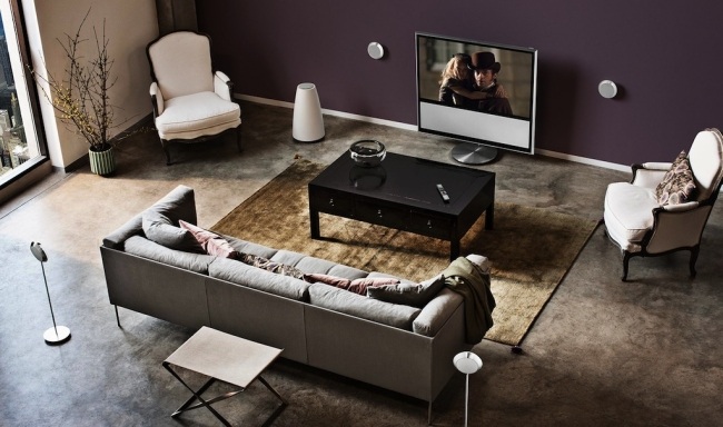 obývacia izba netral soundsystem design bang and olufsen dizajn zvukového systému obývačky netral od spoločnosti Bang a Olufsen