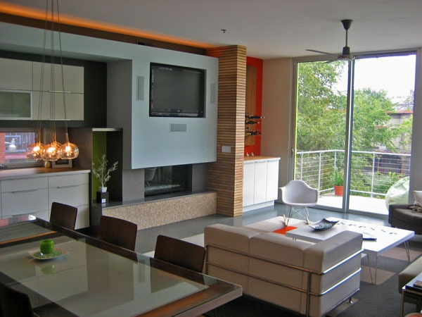 ekologická moderná architektúra - obývací priestor Ekologický domov v Kansase - obývačka