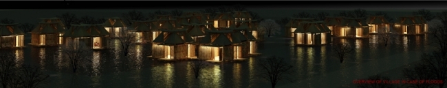 bambusové domy Vietnam plávajú proti záplavám