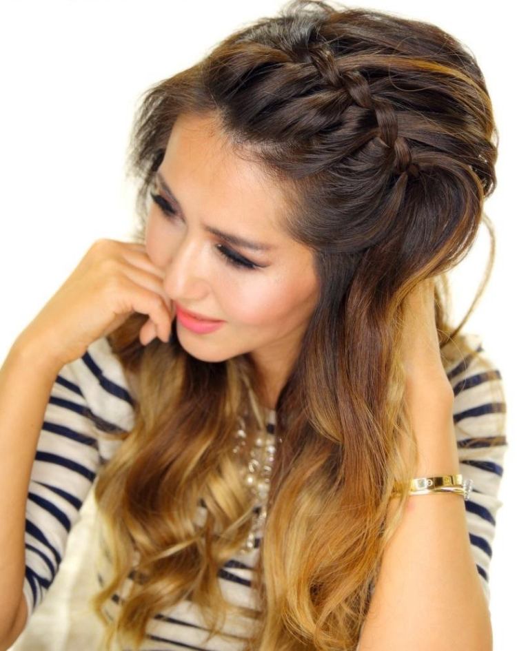 pre väčší objem - vrkoč časť vlasov na temene hlavy vlasy-pletenie-návod-predná-vrchná-časť-ombre-účes-krásne