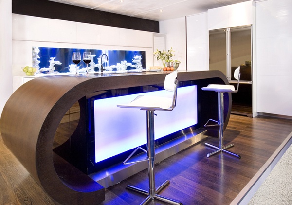 LED svetelná inštalácia v kuchyni - modrá