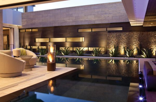 voľne stojace ohniská terasa terasa bazén aloe