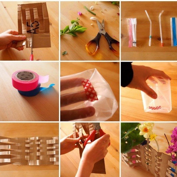 materiály-váza-kartón-urob si sám-drotár-koláž